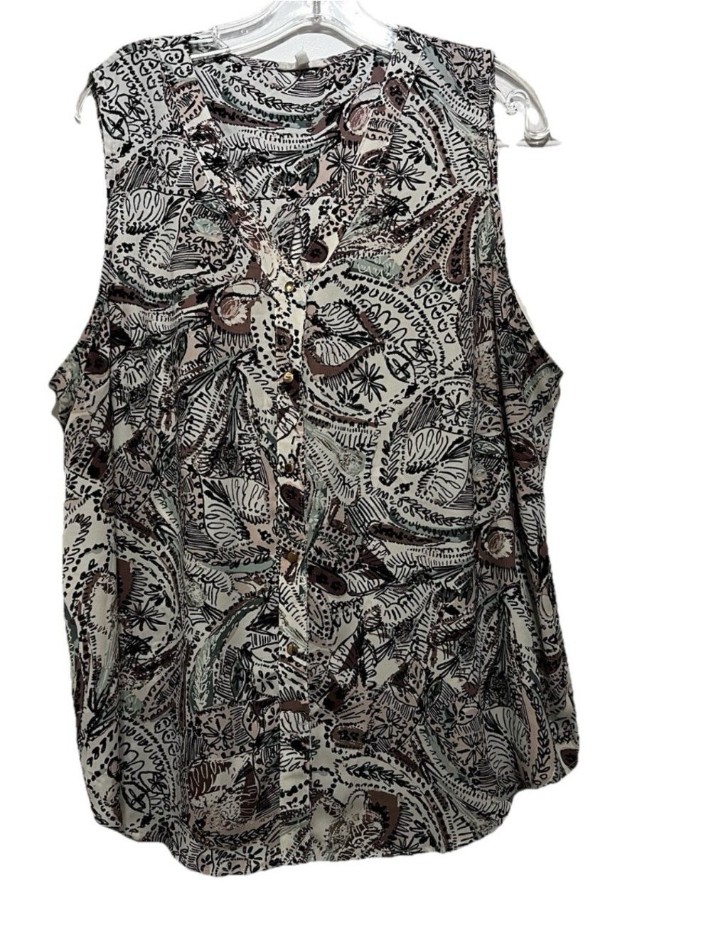 Maurices Womens Plus Size 1X Abstract botanical sketch print Sleeveless Blouse